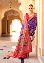 Monjolika Fashion Violet Colour Soft Silk Sarees With Traditional Motifs | Grocsy