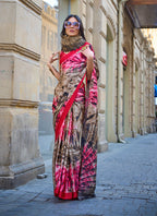 Monjolika Fashion Multi Colour Satin Silk Printed Lightwear Saree For Women | Grocsy