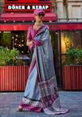 Monjolika Fashion Grey Colour Satin Silk Printed Lightwear Saree For Women | Grocsy