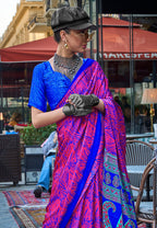 Monjolika Fashion Magenta Colour Satin Silk Printed Lightwear Saree For Women | Grocsy