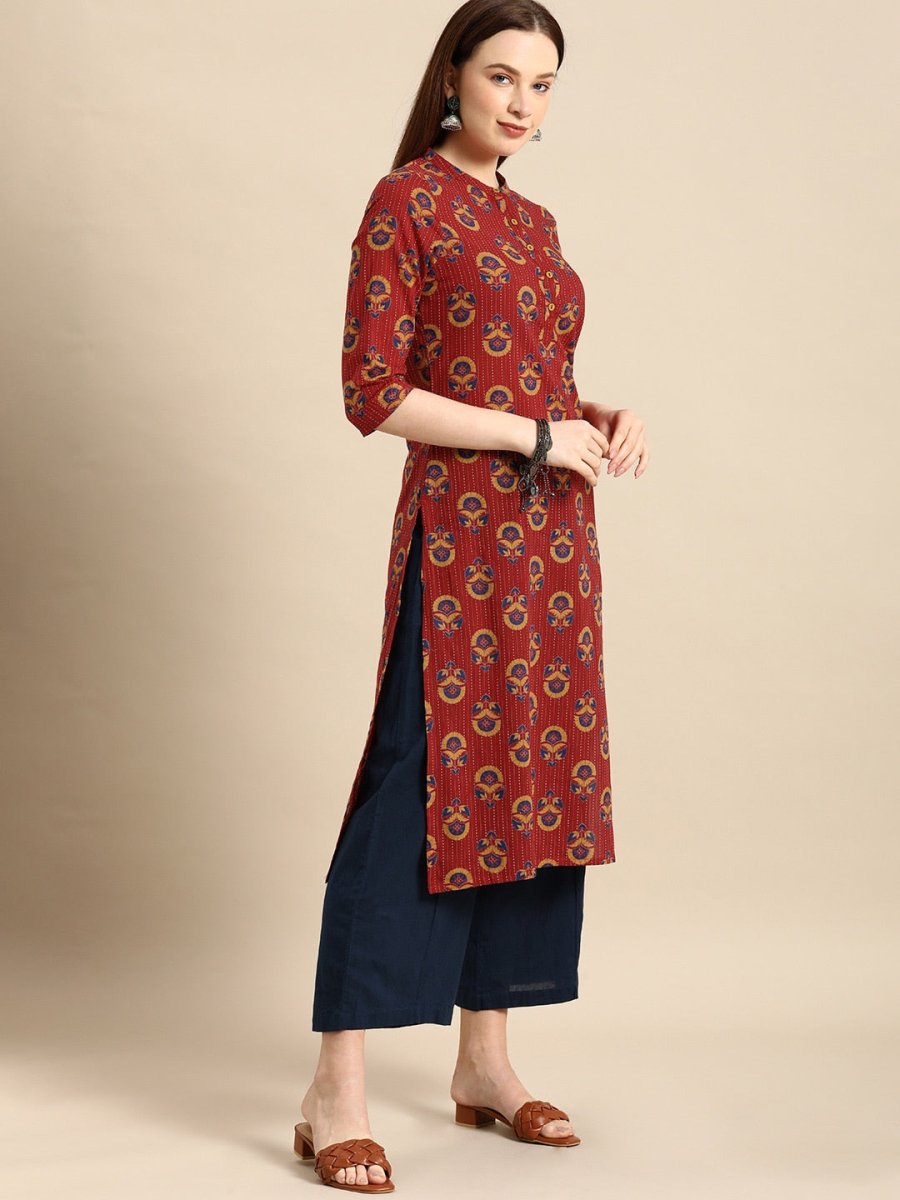 All About You Women Brown Ethnic Motifs Printed Regular Kurta | Grocsy