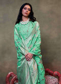 Monjolika Fashion Sea Green Colour Mulmul Cotton Printed Lightwear Saree | Grocsy