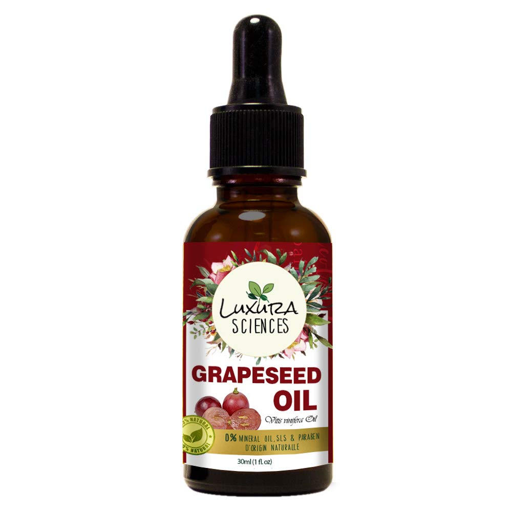 Luxura Sciences Organic Grape Seed Oil, 100% Pure, Natural & Cold-Pressed For Skin, Hair, Body | Grocsy