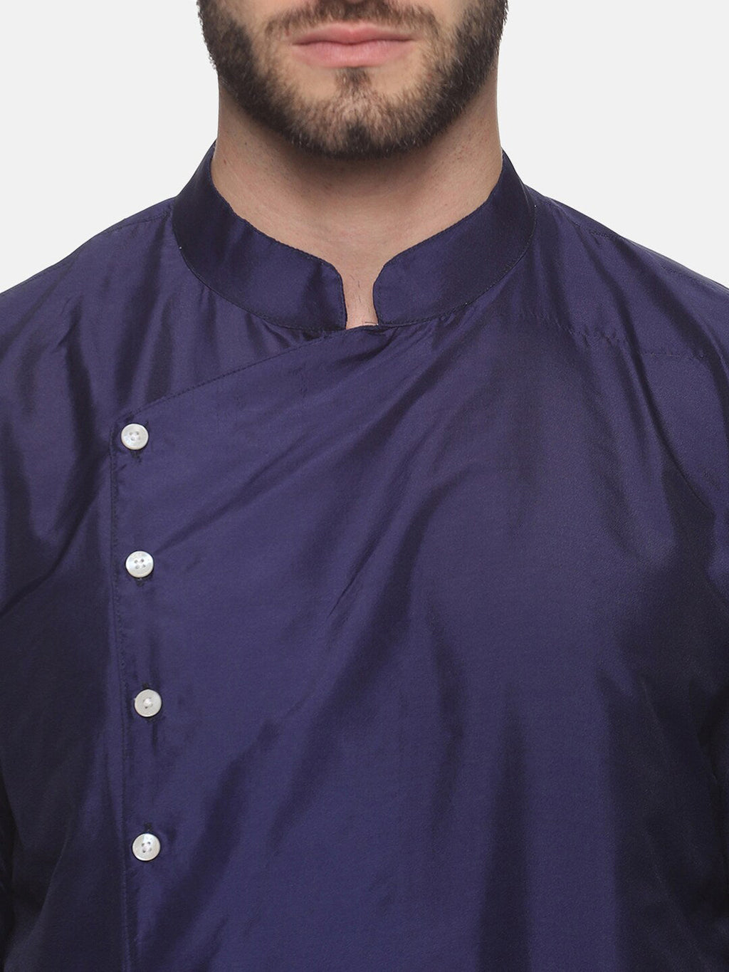 Sethukrishna Men Navy Blue Angrakha Kurta with Dhoti Pants | Grocsy