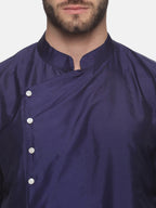 Sethukrishna Men Navy Blue Angrakha Kurta with Dhoti Pants | Grocsy