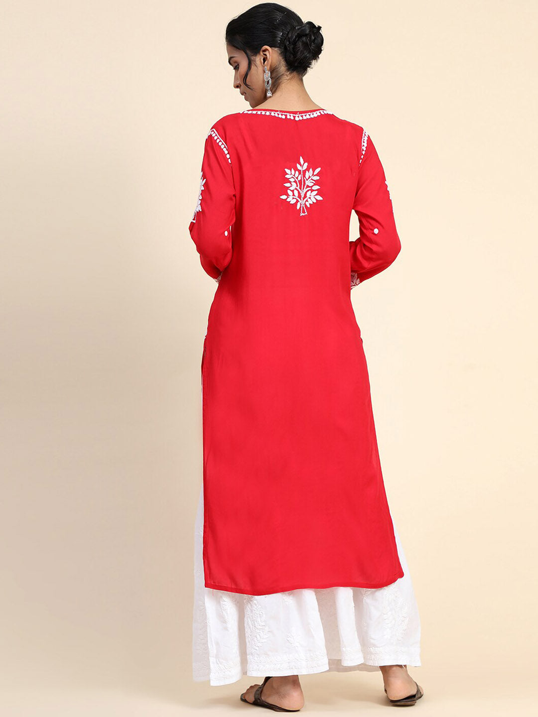 HOUSE OF KARI Women Embroidered Chikankari Cotton Kurta | Grocsy