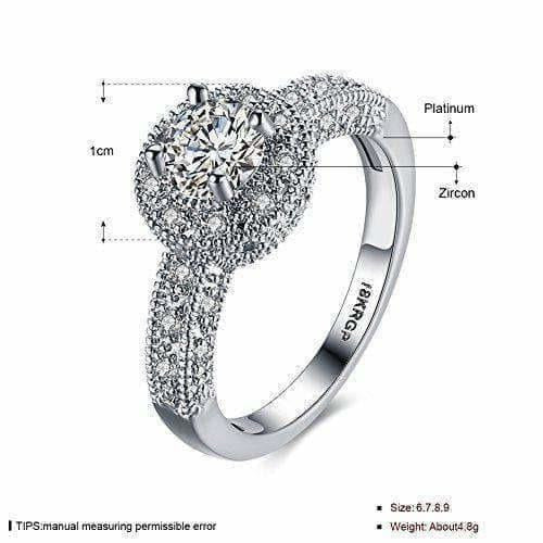 Crystal Royal Queen Sterling Silver Plated Ring | Grocsy