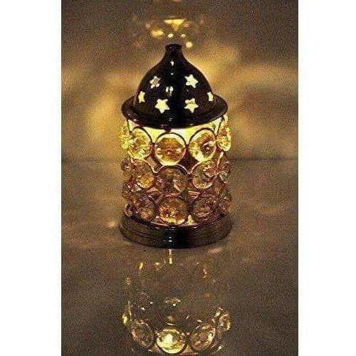 Brass Akhand Diya -Diamond Crystal Deepak - Oil Lamp | Grocsy