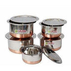 Copper Bottom Top with Lid - 5 Pcs Set - Stainless Steel Top | Grocsy