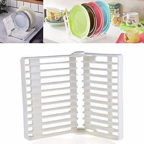 Folding Plastic Kitchen Dish Rack Stand Plate Holder for Bowls Plates - 2 Slots | Grocsy