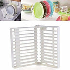 Folding Plastic Kitchen Dish Rack Stand Plate Holder for Bowls Plates - 2 Slots | Grocsy