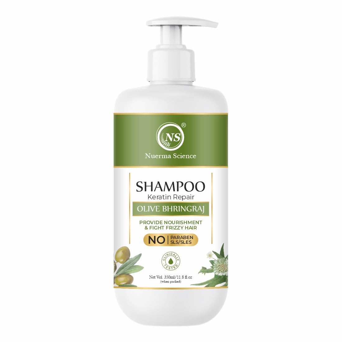 Nuerma Science Keratin Repair Natural Hairfall Control Olive Bhringraj Shampoo | Grocsy