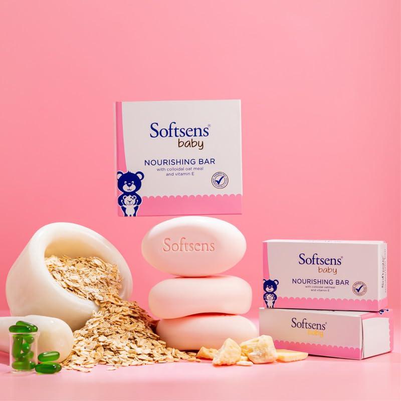 Softsens Baby Nourishing Soap Bar Enriched with Colloidal Oatmeal, Shea Butter & Vitamin E | Grocsy