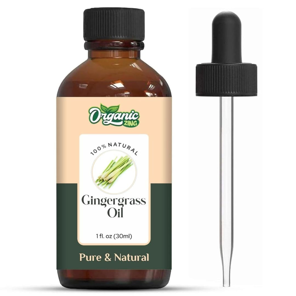 Organic Zing Gingergrass (Cymbopogon martinii) Oil | Pure & Natural Essential Oil for Skincare, Hair Care, Aroma and Diffusers | Grocsy
