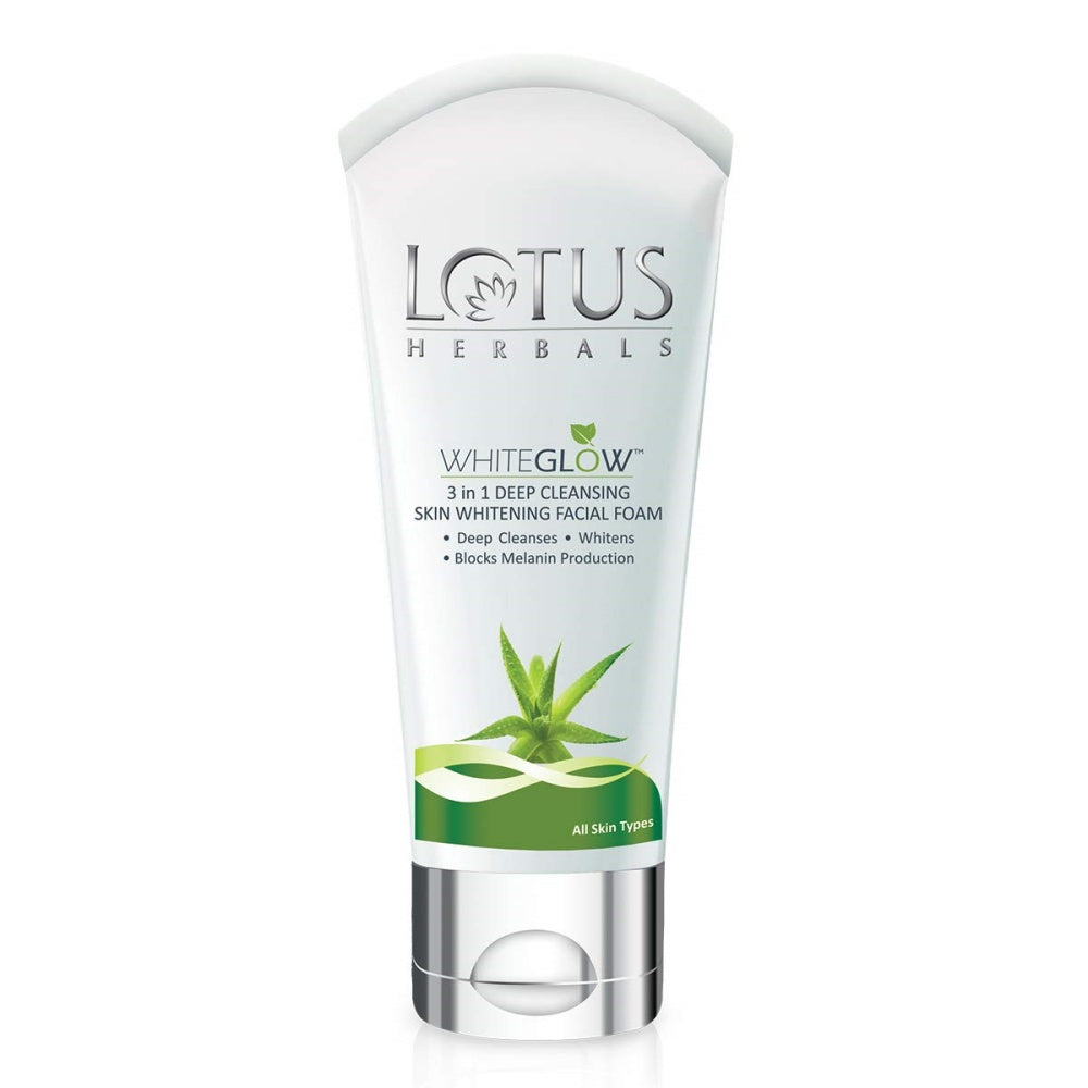 Lotus Herbals White Glow 3 in 1 Deep Cleansing Skin Whitening Facial Foam | Grocsy
