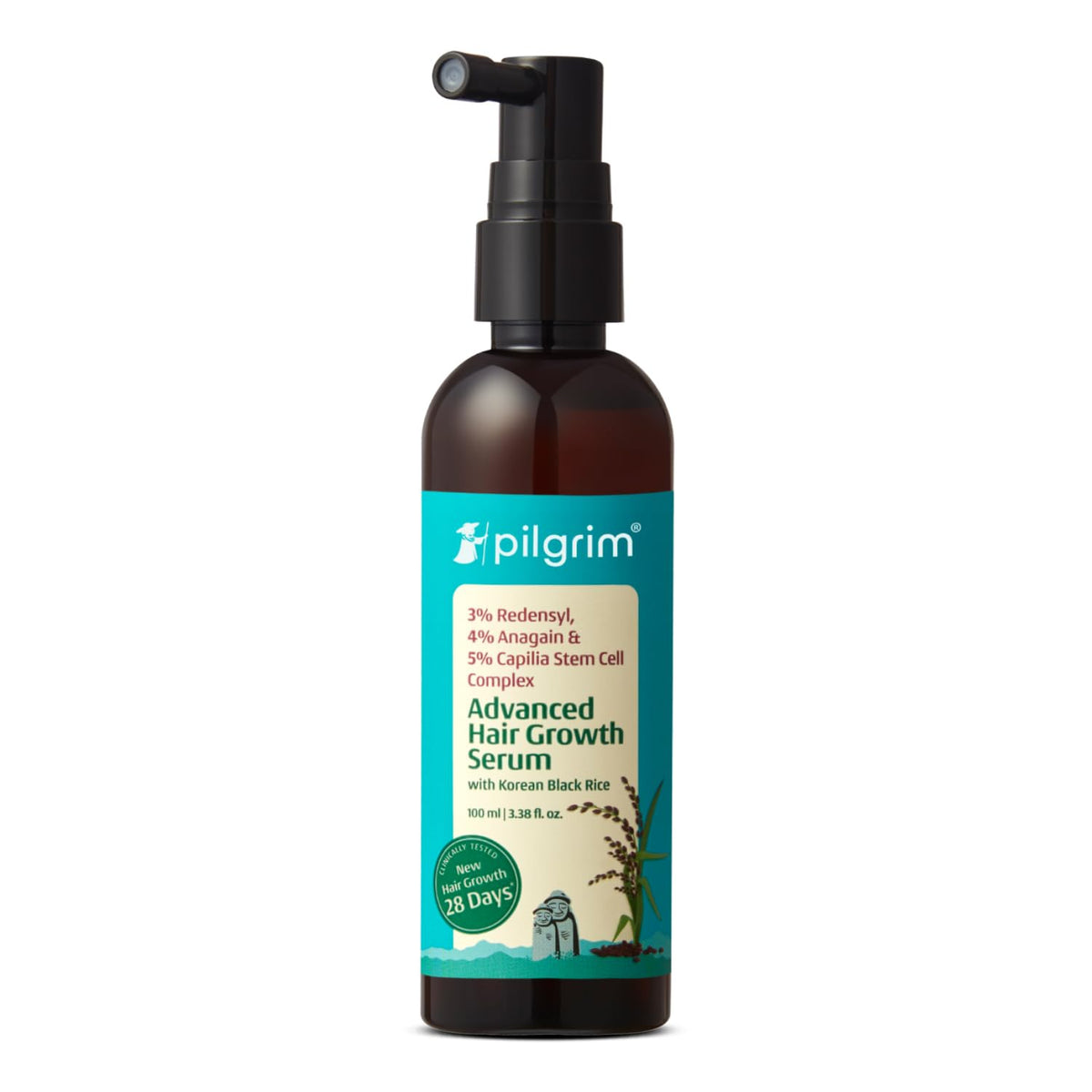 Pilgrim Redensyl 3% + Anagain 4% + 5% Capilia Stem Advanced Hair Growth Serum with Korean Black Rice | Grocsy