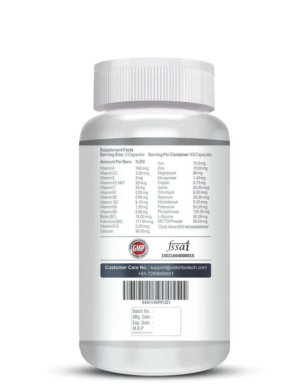 Vokin biotech Women - Multi-Vit Daily - 13 Vitamins & 10 Minerals -Support Boost Energy & Vitality- 767mg Capsules | Grocsy