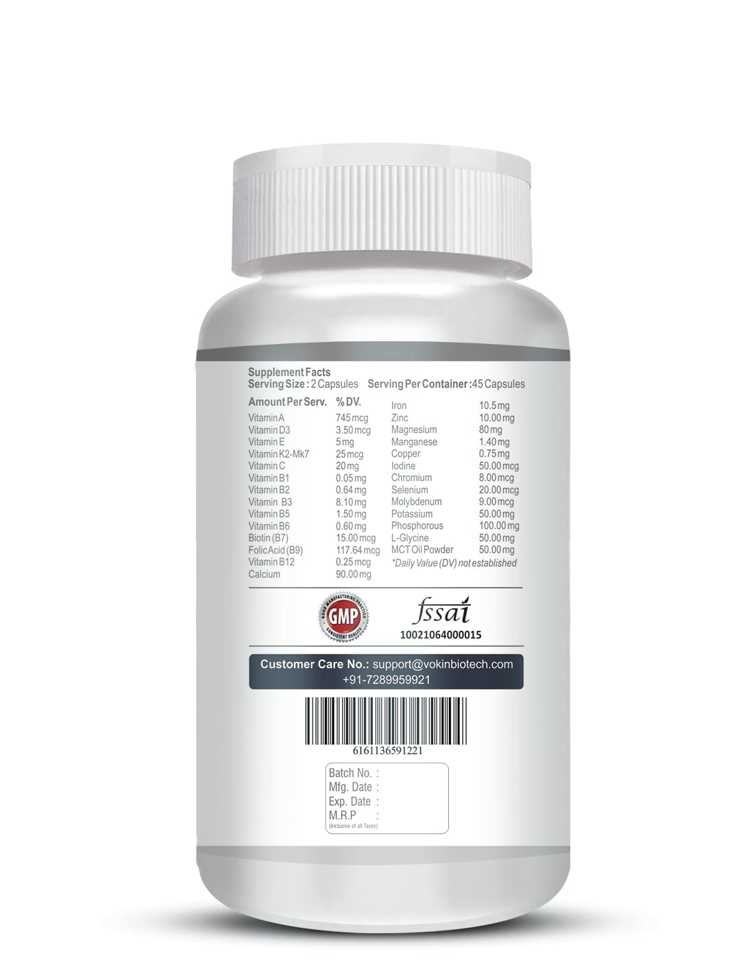 Vokin biotech Women - Multi-Vit Daily - 13 Vitamins & 10 Minerals -Support Boost Energy & Vitality- 767mg Capsules | Grocsy