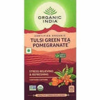 Organic India Tulsi Green Tea, Pomegranate, 25 Tea Bags | Grocsy