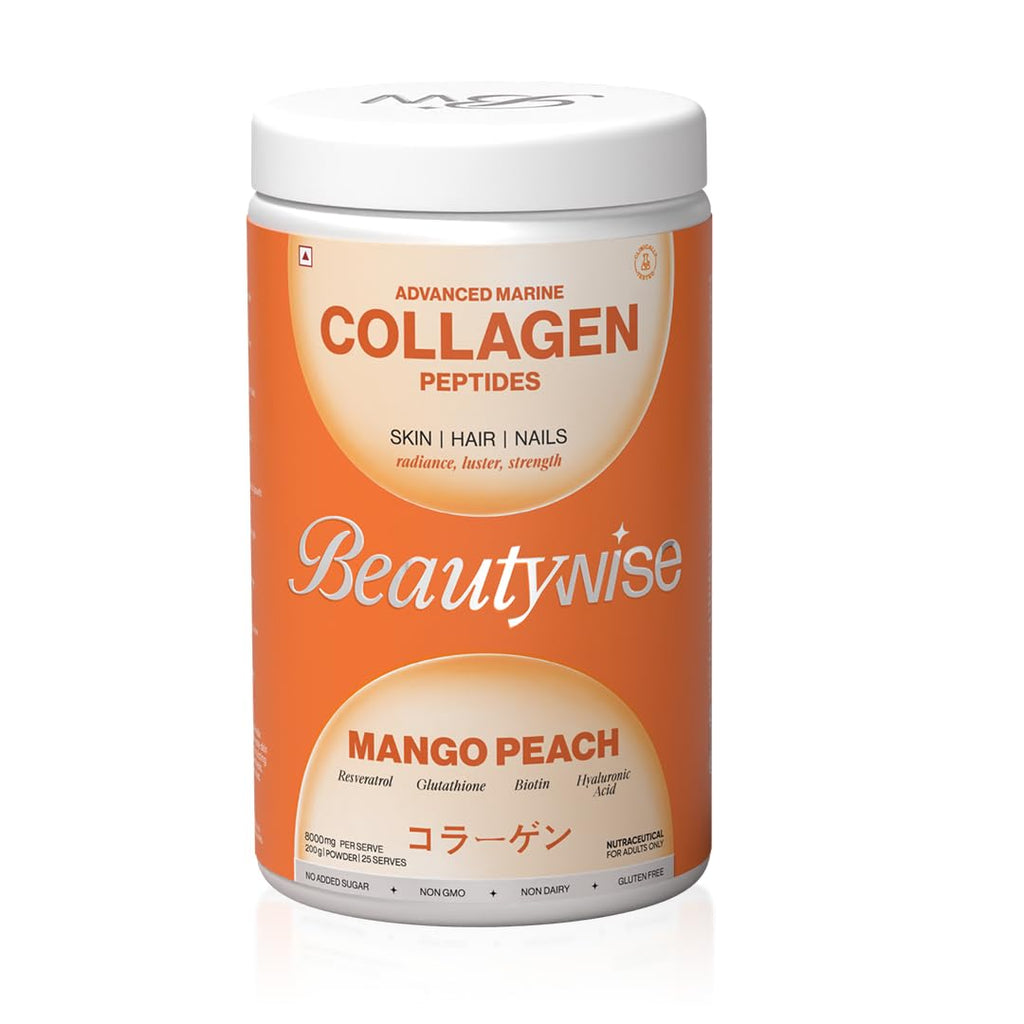 Beautywise Advanced Marine Collagen Anti-Aging Powder - Glutathione, HA & Biotin - Mango-Peach | Grocsy