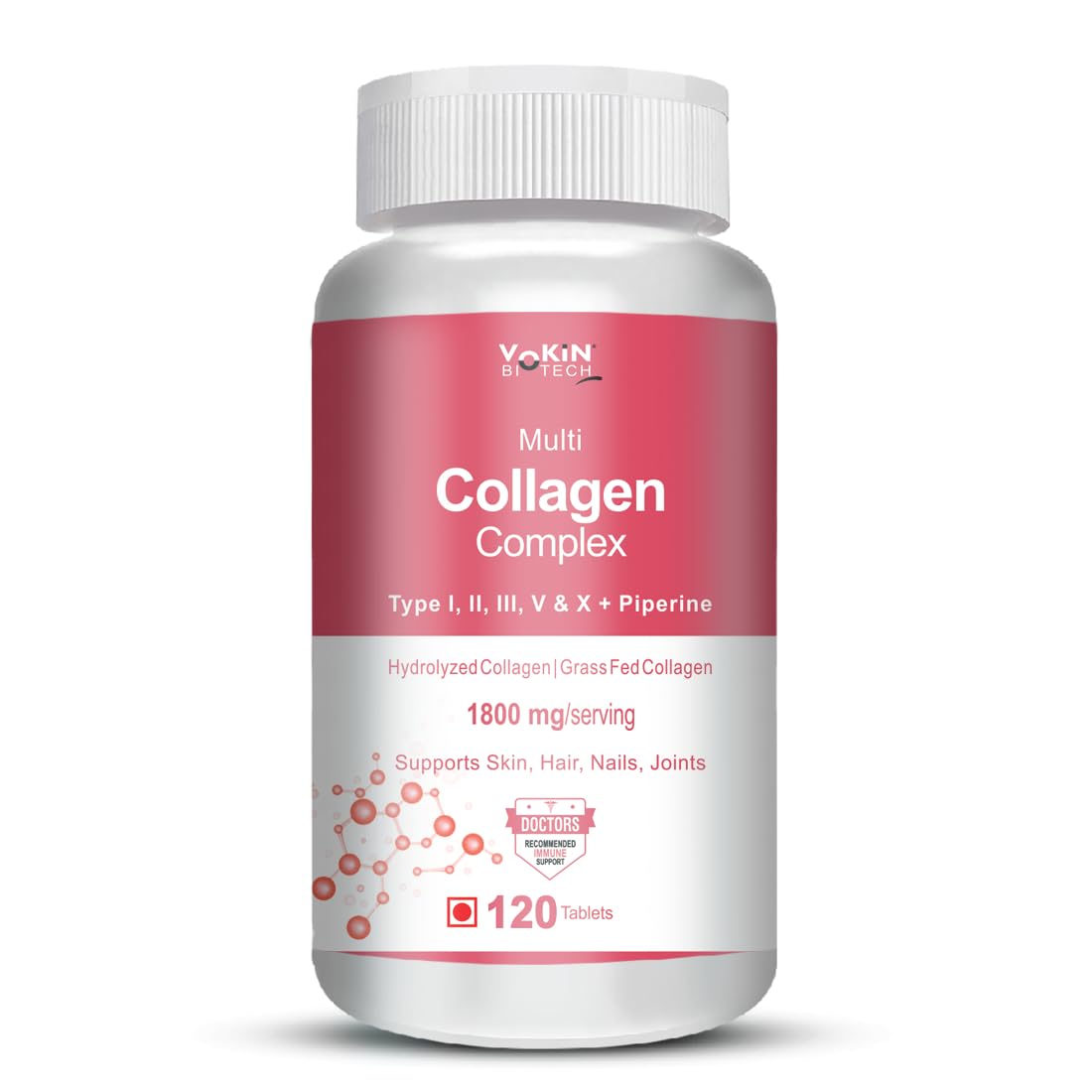 Vokin Biotech Multi Collagen Complex Peptide Tablets | Grocsy