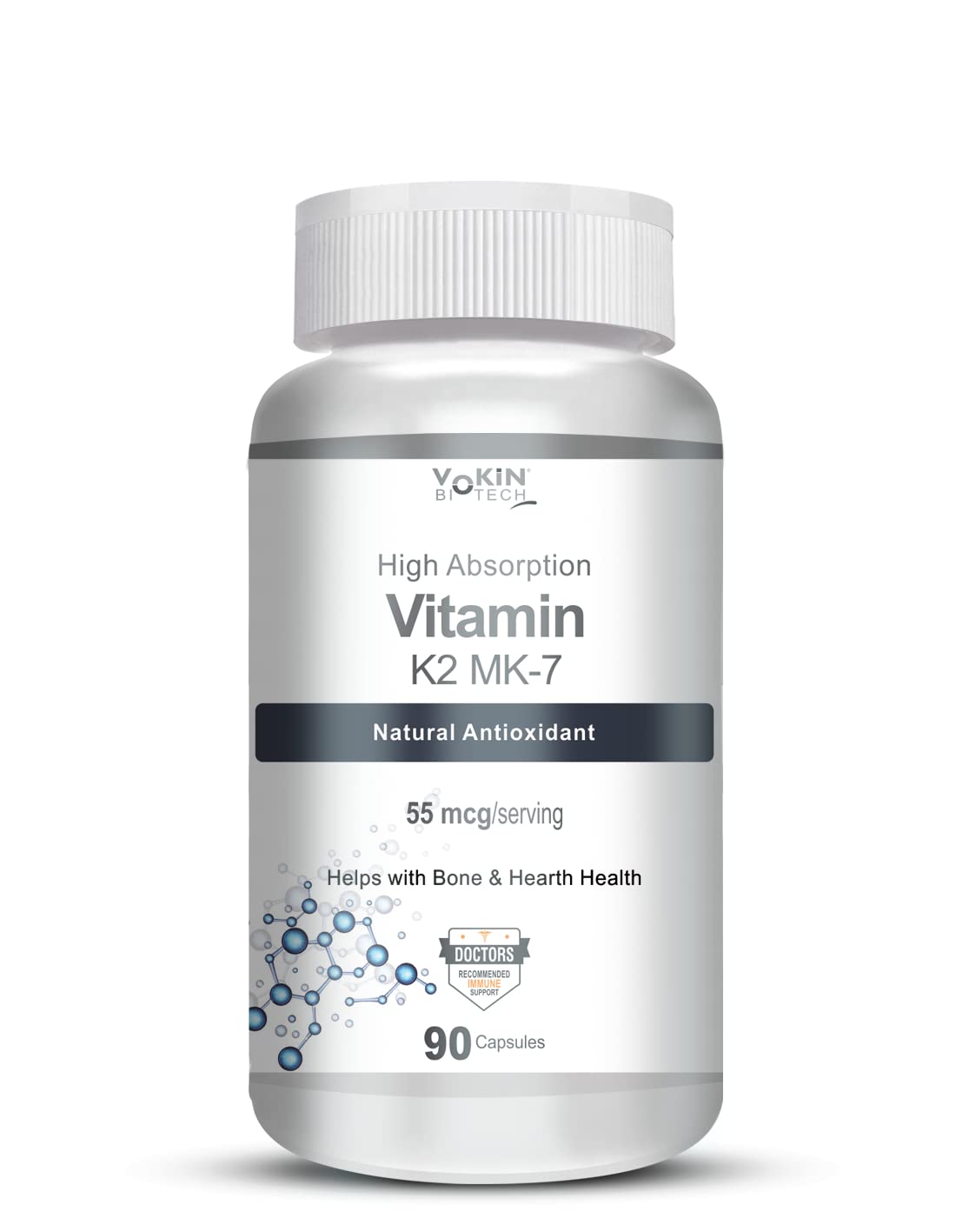 Vokin Biotech Vitamin K2 MK-7- Support Bone & Heart Health - 55mc Capsules | Grocsy