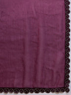 Purple Organza Swaroski Diamond Work Saree with Unstitched Blouse - Radha | Grocsy