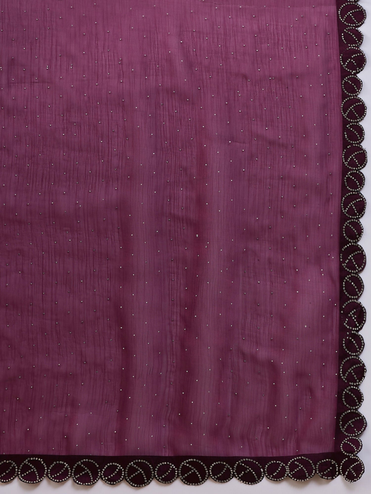 Purple Organza Swaroski Diamond Work Saree with Unstitched Blouse - Radha | Grocsy