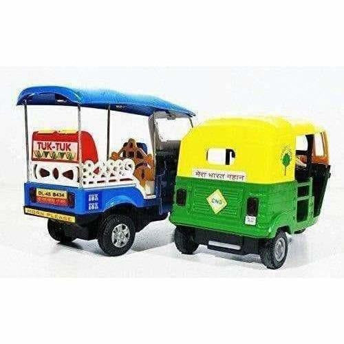 Indian Iconic Tuktuk-CNG Auto Rickshaw Toy (Blue & Green)- Pack Of 2 | Grocsy