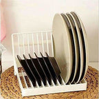White Color - Folding Plastic Kitchen Dish Rack Stand Plate Holder - 2 Piece | Grocsy