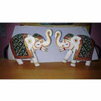 Kondapalli Handmade Elephants 2 Nos. Multi color Showpiece | Grocsy