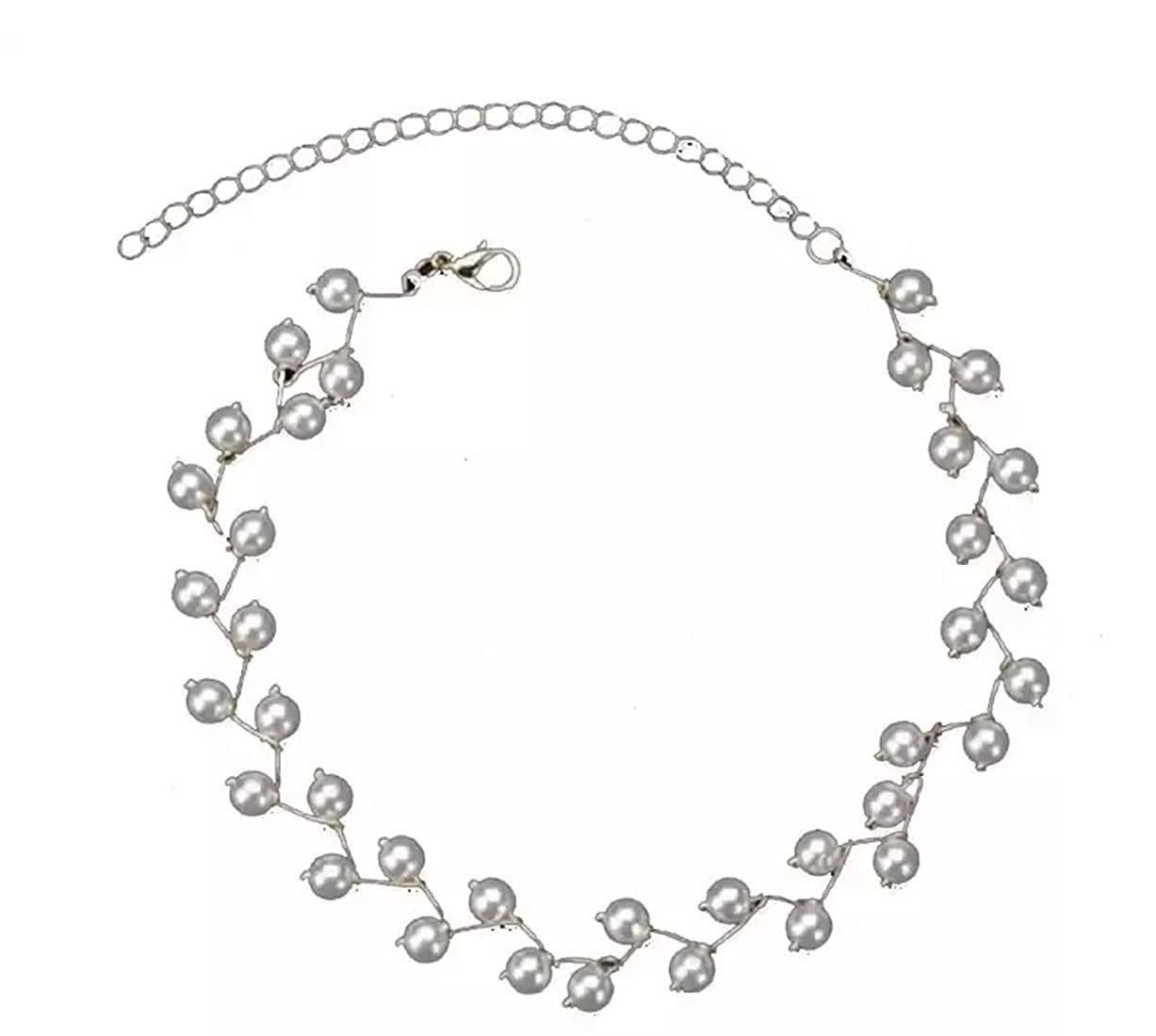 Silver-Toned Alloy Denty Look Pearl Necklace - The Pari | Grocsy