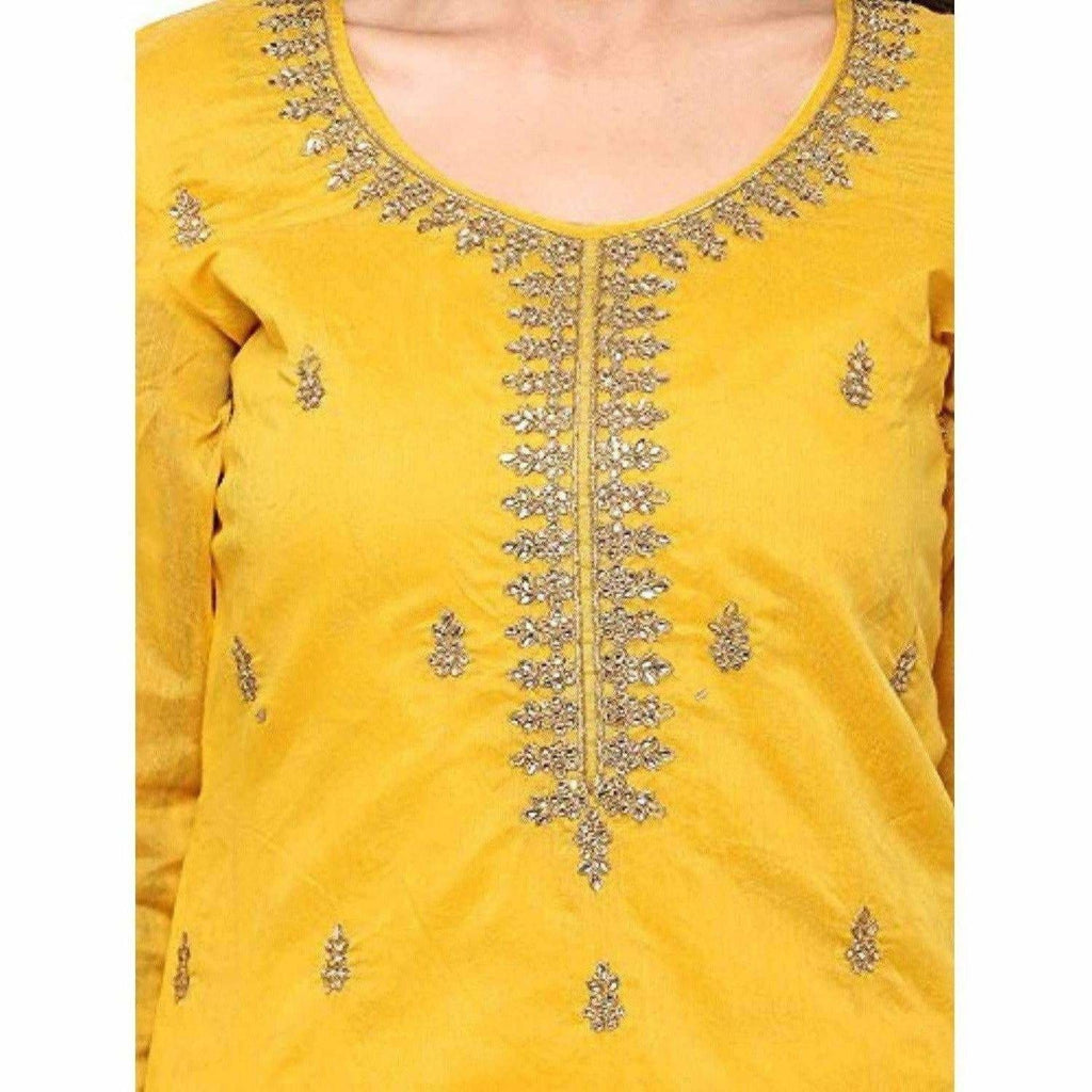 Yellow Chanderi Cotton Dress Material | Grocsy