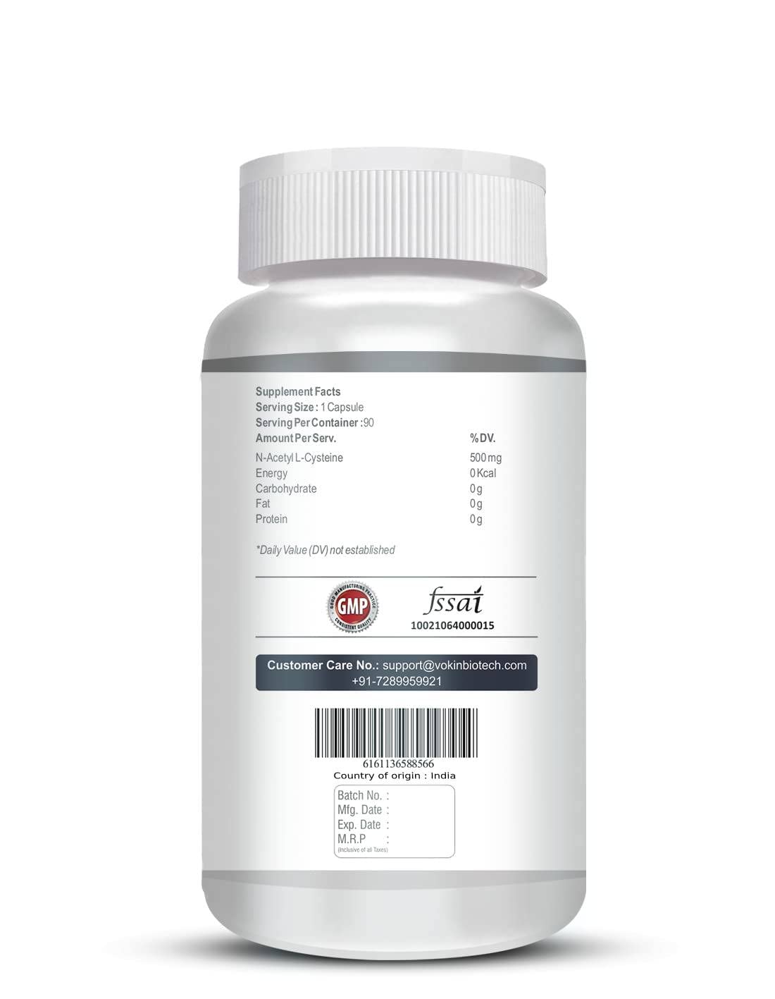 Vokin Biotech N-Acetyl L-Cysteine (NAC) – Supports Healthy Respiratory Function- 500mg | Grocsy