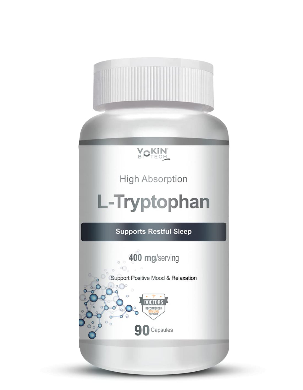 Vokin biotech L-Tryptophan – Support Positive Mood & Relaxation- 400mg | Grocsy