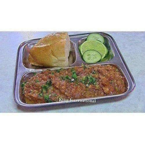 Stainless Steel 3 in 1 Plate with 3 Compartment - Set of 4 | Grocsy