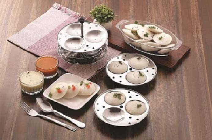 Dynore Stainless Steel Idli Stand Idli Maker 3 x 3 Plates (9 Idli), 9 liter, Silver | Grocsy