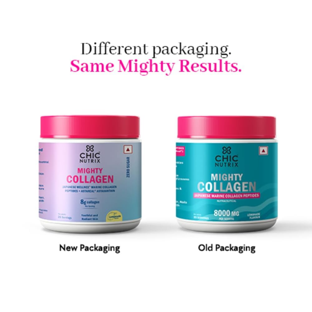 Chicnutrix Mighty Collagen Japanese Collagen Powder For Skin, Hair, Nails & Joints - Lemonade Flavor | Grocsy