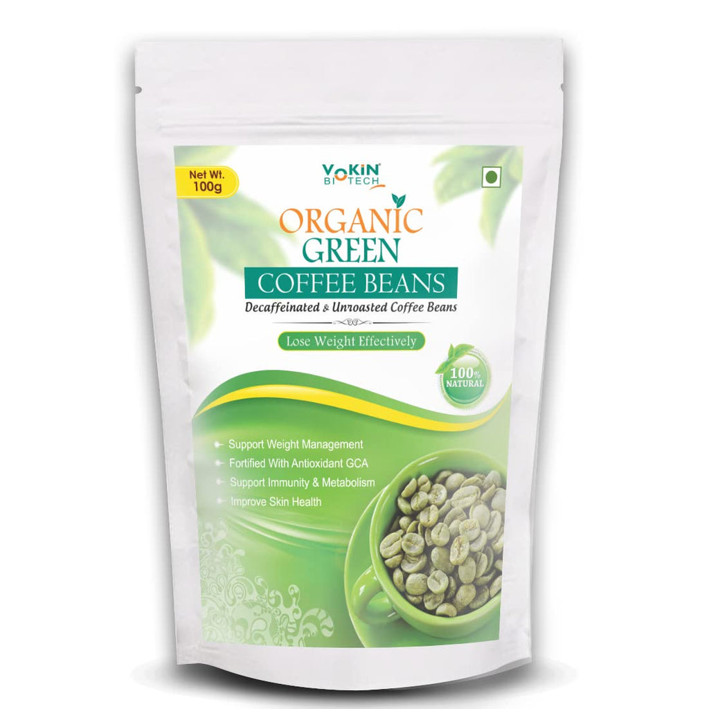 Vokin Biotech Organic Green Coffee Beans Decaffeinated & Unroasted Arabica Coffee For Weight Management | Grocsy