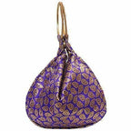 Ethnic Clutch Silk Potli Batwa Pouch Bag with Metal Bead work | Grocsy