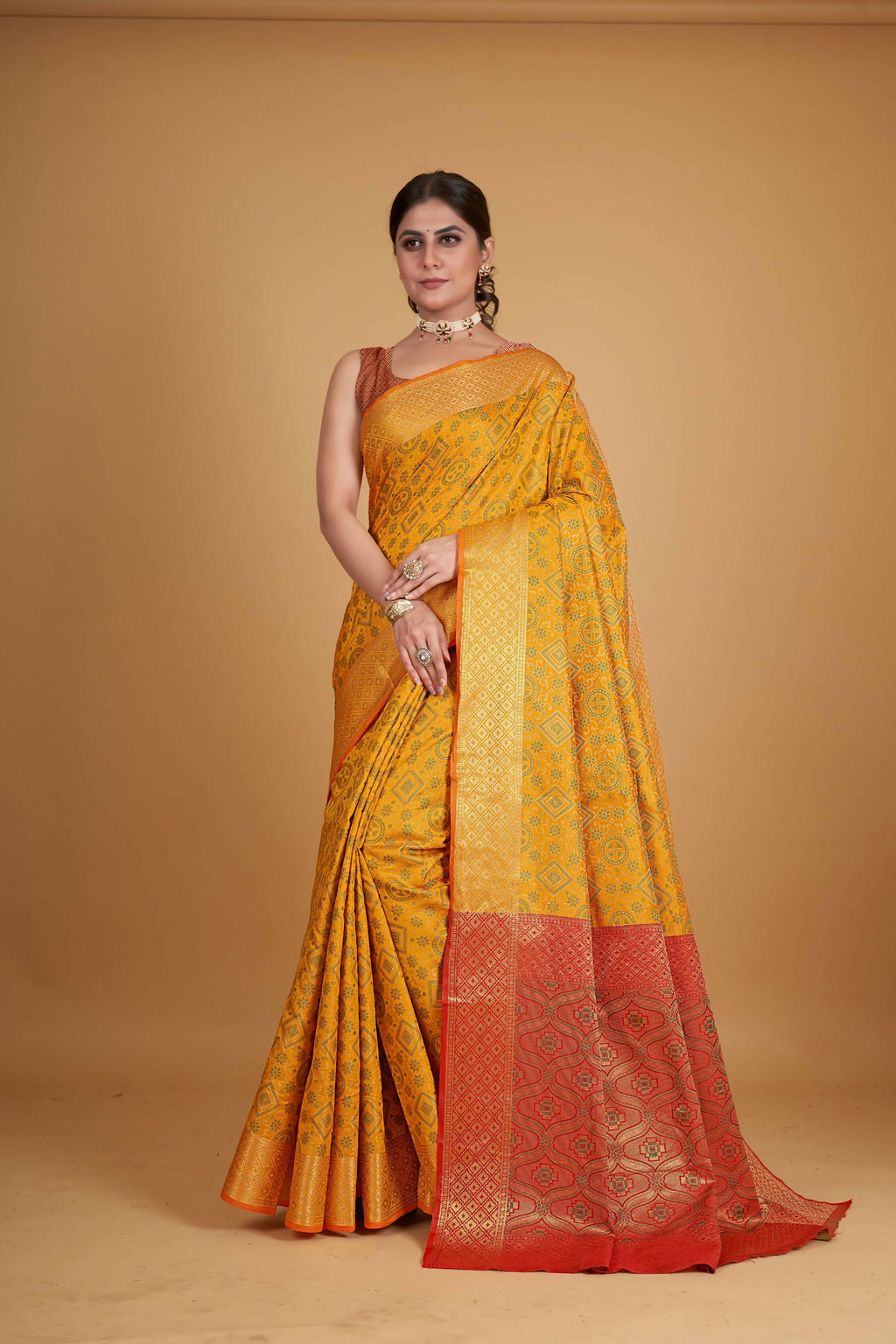 Mustard Silk Woven Design Saree With Unstitched Blouse Piece - Akshita | Grocsy