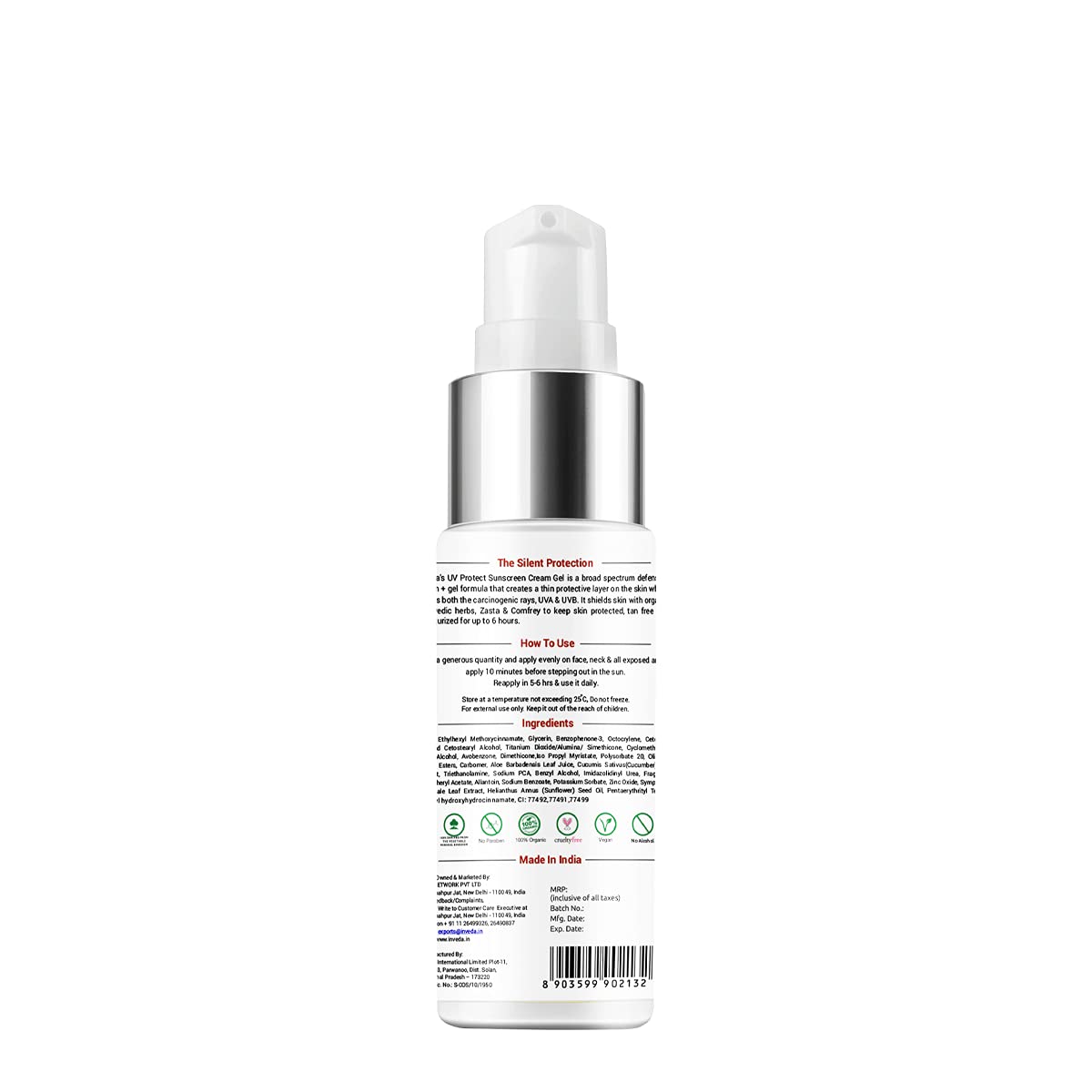 Inveda Sunscreen Cream Gel SPF 50 PA+++ | Grocsy