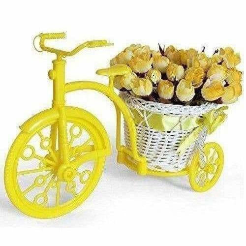 Cycle Shape Plastic Decoration Flower Vase with Peonies Bunch | Grocsy