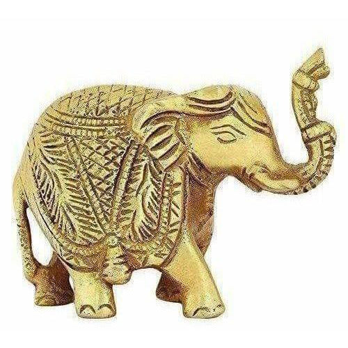 Brass Trunk up Elephant Statues Set of 2 - Showpiece Statue | Grocsy