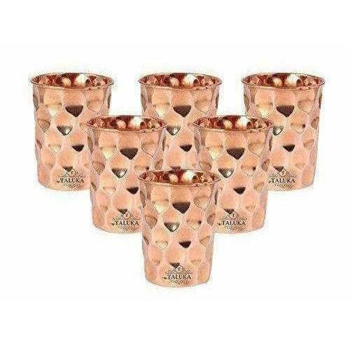 Set OF 6 Hammered Diamond Copper Glass Tumble | Grocsy