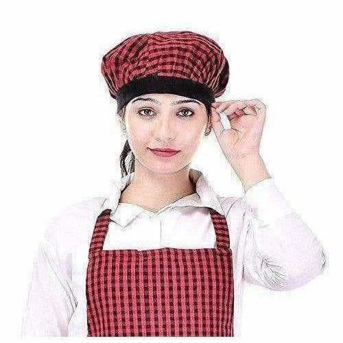 Red And Black Apron With Cap | Grocsy
