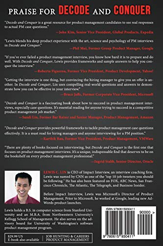 Decode And Conquer: Answers To Product Management Interviews [Paperback] Lin, Lewis C [Nov 28, 2013]… | Grocsy