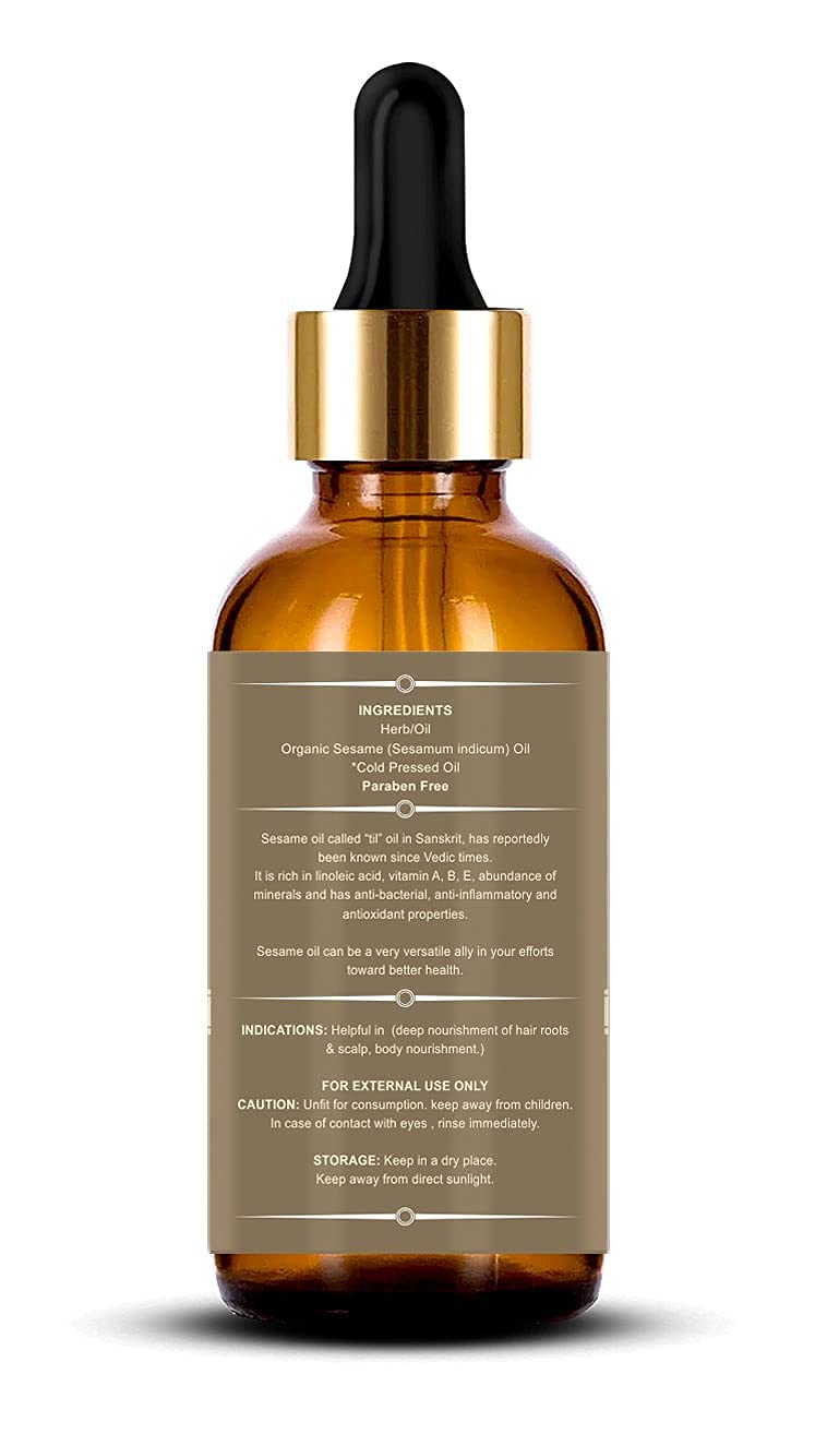 Vokin Biotech Organic Sesame Pure Cold Pressed Oil For Hair, Body, Skin Care, Massage, | Grocsy