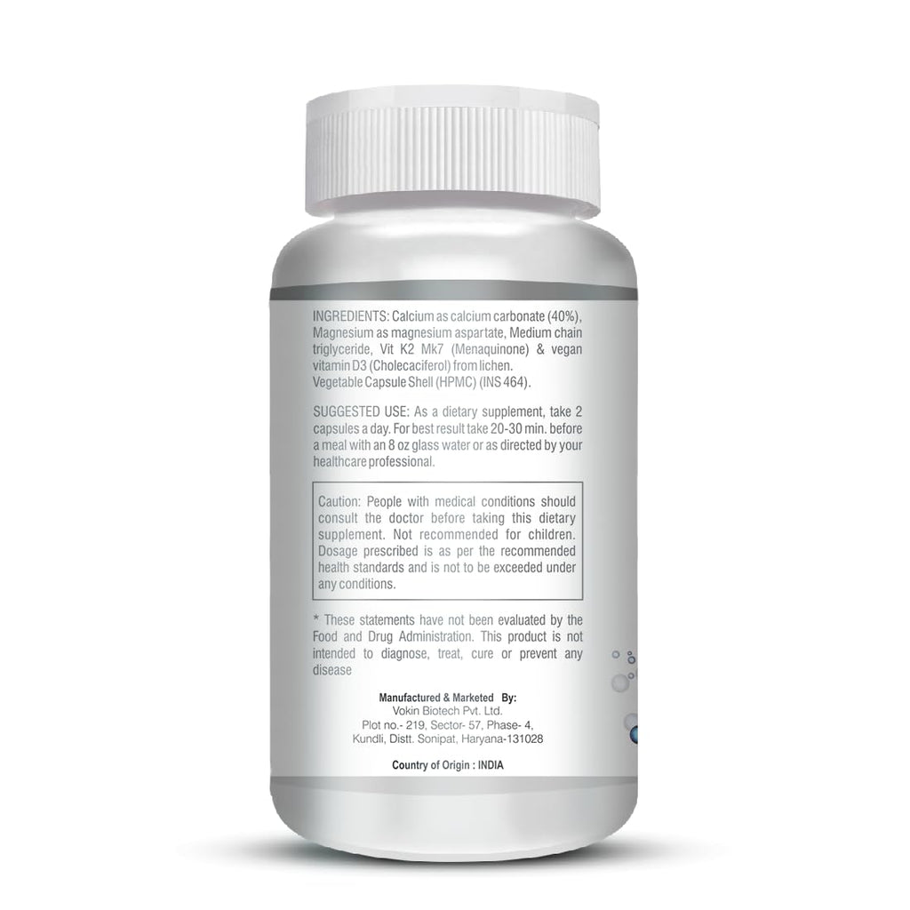 Vokin Biotech Calcium with Magnesium, Vitamin D3 & Vitamin K2- Mk-7 - Support Bone Health- 572mg | Grocsy