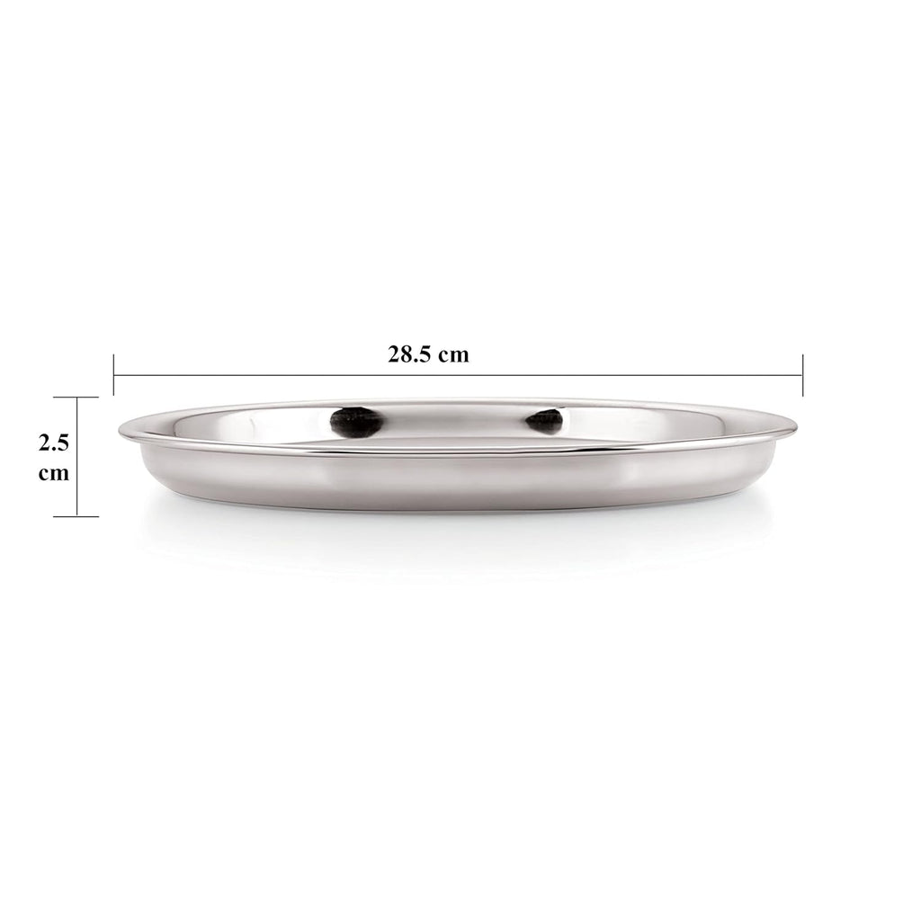 HAZEL Stainless Steel Plate Set for Dinner Launch, Set of 2, 28.5 cm, Medium | Grocsy